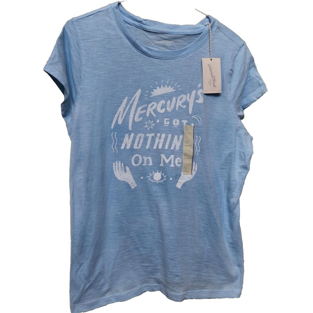 Mercury's Got Nothing On Me T-Shirt NEW Size XL Light Blue